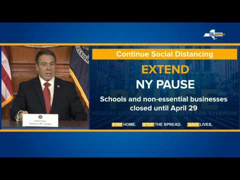 New York governor extends shutdown to April 29