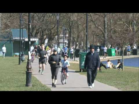 Coronavirus: people congregate in London park on warm weekend despite lockdown