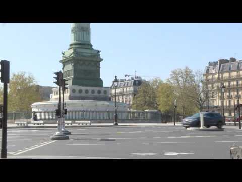 Coronavirus: Paris's Place de la Bastille near-empty on day 24 of lockdown