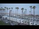 Day breaks over a beachside RV park where Covid-19 patients are confined - Label : AFPTV - First images - Category : News