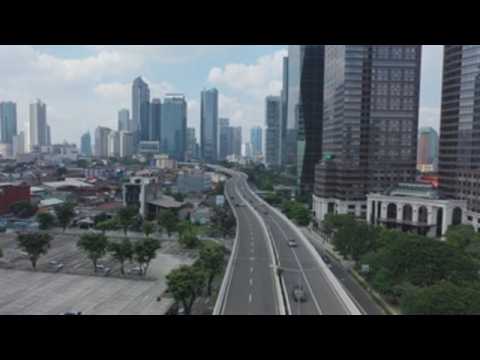 Empty streets in Jakarta to curb coronavirus pandemic
