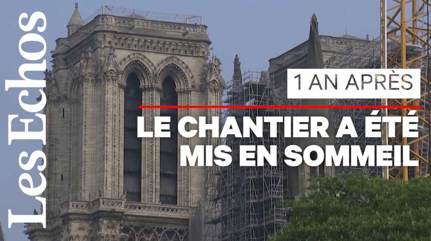 Illustration pour la vidéo Notre-Dame sera reconstruite en 5 ans, réaffirme Emmanuel Macron