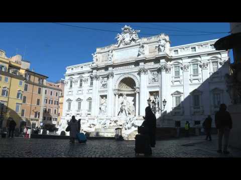 Rome's Trevi fountain almost empty as country is under lockdown