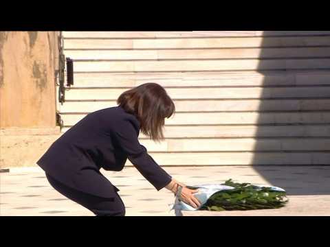 Greece's first woman president pays respect at Tomb of the Unknown Soldier
