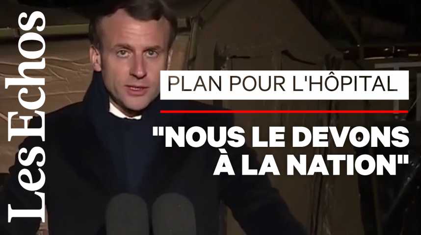 Illustration pour la vidéo Emmanuel Macron promet un plan «massif» pour l’hôpital