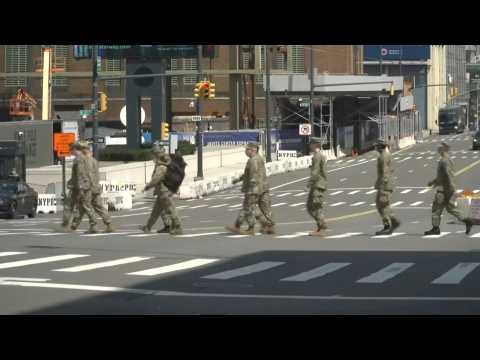 Coronavirus: National Guard members at Javits Center field hospital