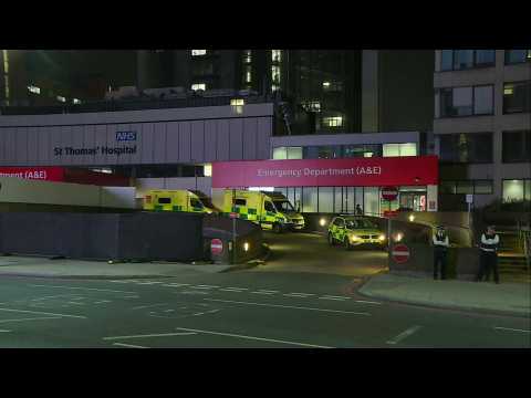 Scene outside St Thomas' Hospital where Boris Johnson is in intensive care