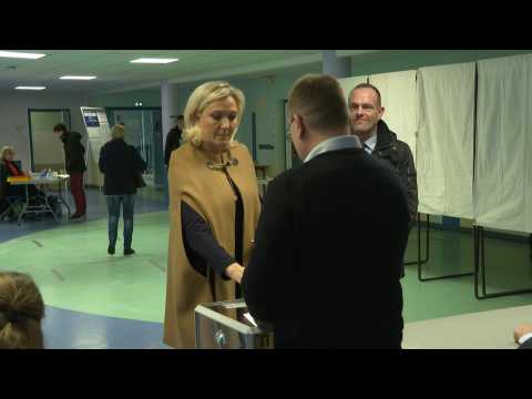 French National Rally leader Le Pen votes in local elections
