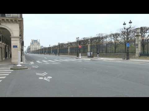 Paris's Louvre area almost deserted amid virus lockdown