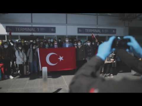 Turkish citizens await to return home at Prague airport
