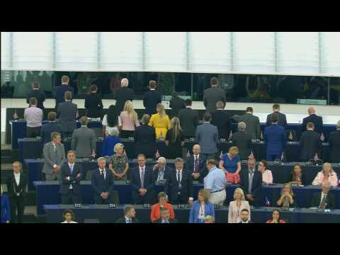 Brexit Party MEPs turn their back to European anthem at EU Parliament