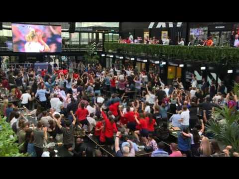 England fans jump for joy as White hits equaliser in USA clash