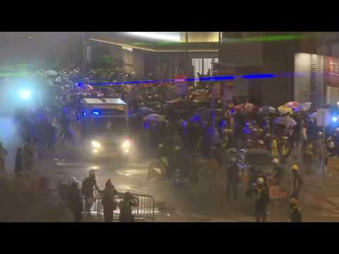 Hong Kong protesters make way for ambulance