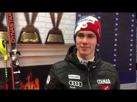 Le Vosgien Clément Noël réagit après sa victoire à Kitzbühel