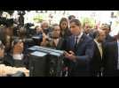 Venezuela's Guaido talks to press before entering National Assembly