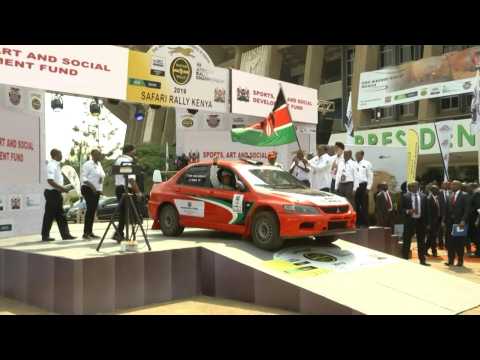 Uhuru Kenyatta flags off cars at start of Safari Rally in Nairobi