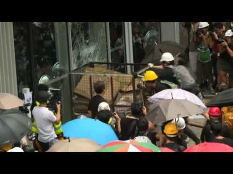 Protesters try to smash way into Hong Kong Legislative Council