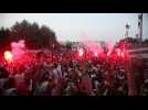 Fans celebrate Algeria's first goal in Algiers