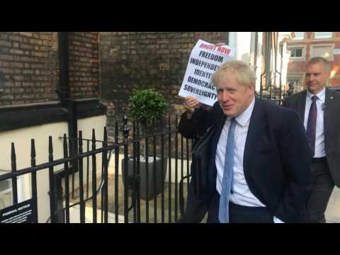 Boris Johnson arrives at his office as Tory leadership result looms