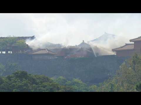 Firefighters battle to extinguish Shuri castle fire