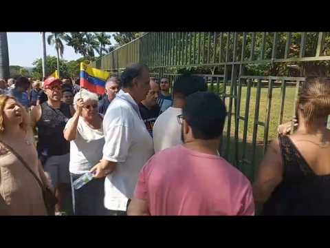 Protesters gather outside Venezuelan embassy in Brazil