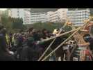 Hong Kong student protesters test DIY catapult