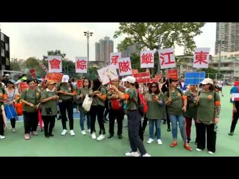 Pro-Beijing supporters gather in Hong Kong