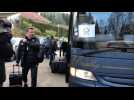 Football - L'arrivée des joueurs de Lille au stade Gasser de l'US Raon-l'Etape