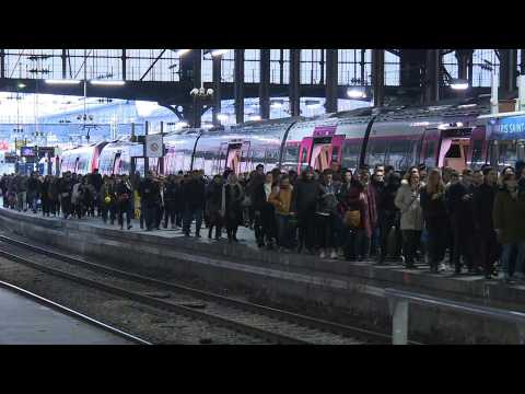 Back to work for commuters at a busy Saint Lazare station as transport strike enters 33rd day