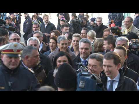 Austria's new coalition government arrive for swearing-in