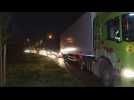 Road blockade in Douvrin, in Pas-de-Calais, by transport and logistics unions - Label : AFPTV - First images - Category : News