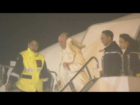 Pope Francis arrives at Tokyo-Haneda Airport