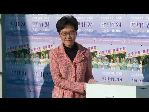 Lam votes in Hong Kong district election