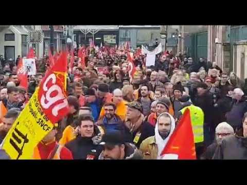 Le cortège mulhousien lors de la manifestation du 17 décembre 2019