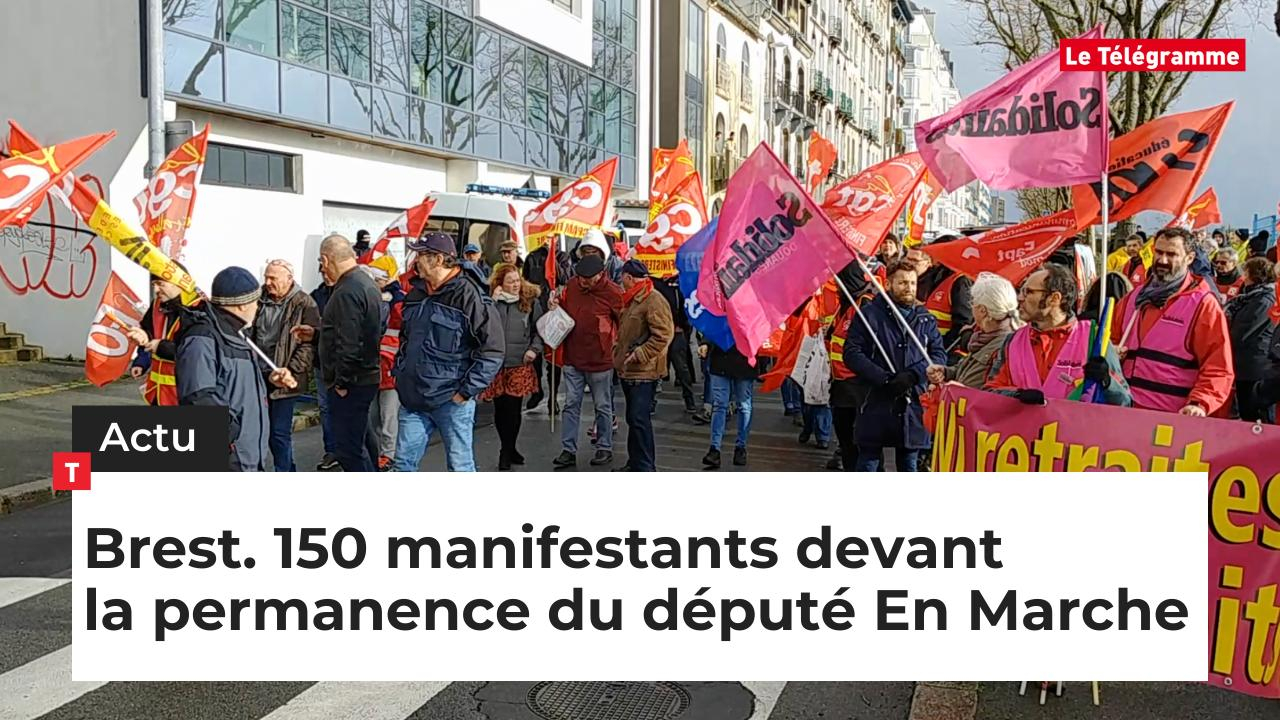 Brest. 150 manifestants devant la permanence du député En Marche (Le Télégramme)