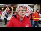 Sarreguemines : manifestation d'une intersyndical devant la permanence de la députée Nicole Trisse