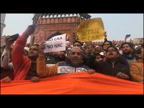 Protest in Old Delhi against citizenship law