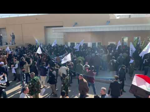 Iraq protesters demonstrate in front of US embassy over strikes