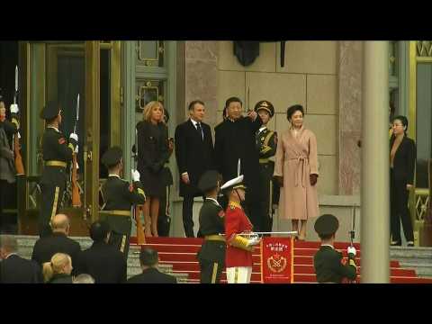 Xi welcomes Macron at Beijing's Great Hall of the People
