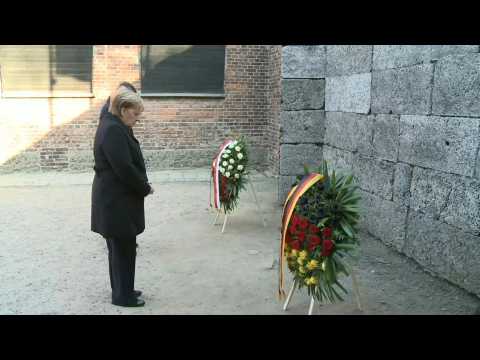German Chancellor Angela Merkel pays tribute to Auschwitz victims