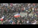 Protesters gather in Italy Square in Santiago