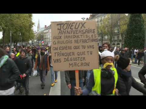 Nantes "Yellow vest" protesters mark anniversary