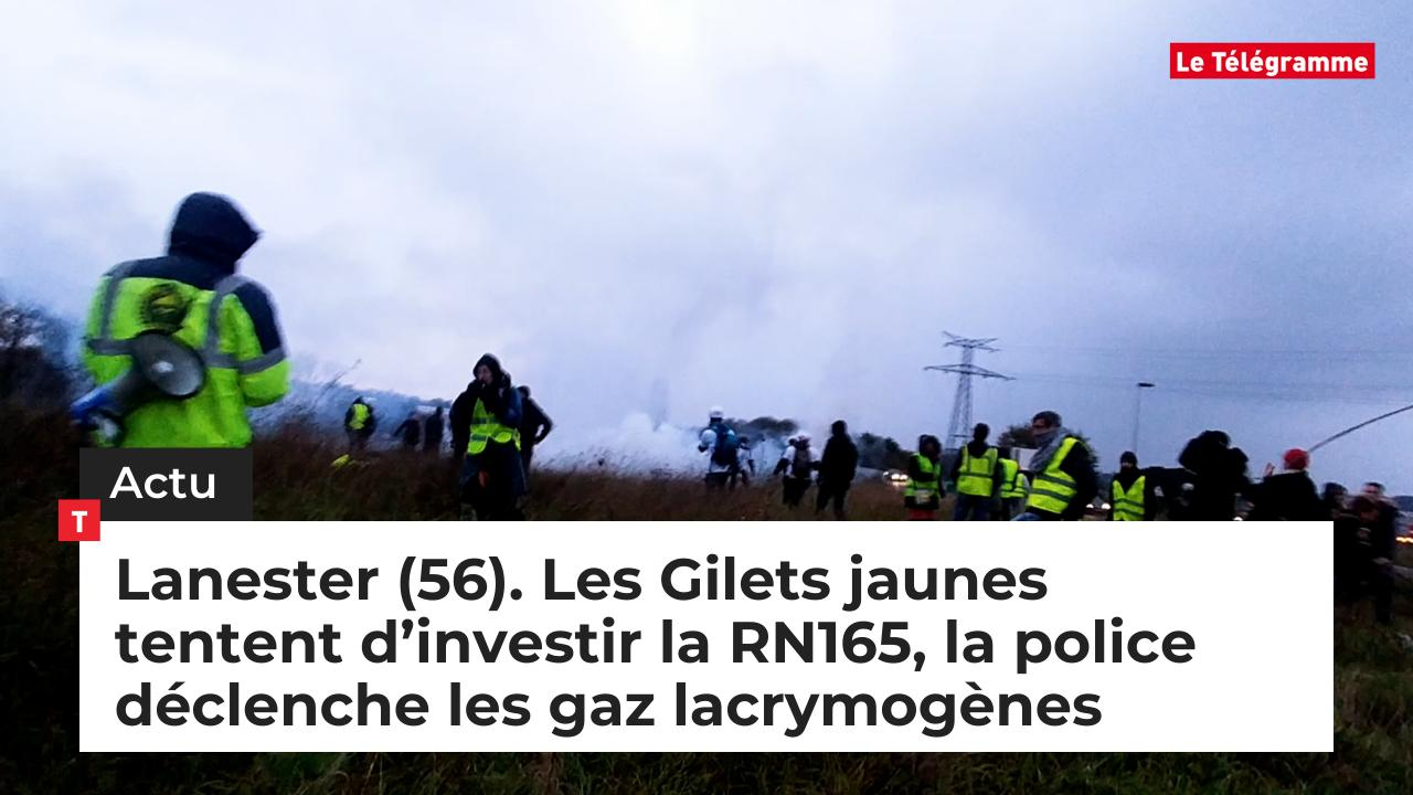 Lanester (56). Les Gilets jaunes tentent d’investir la RN165, la police déclenche les gaz lacrymogènes (Le Télégramme)