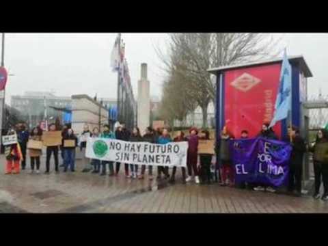 Fridays For Future activists protest outside COP25 site