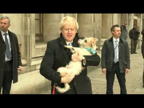 British PM Boris Johnson arrives at polling station (2)
