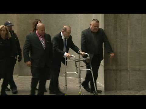 Harvey Weinstein arrives at NYC court for hearing on bail conditions