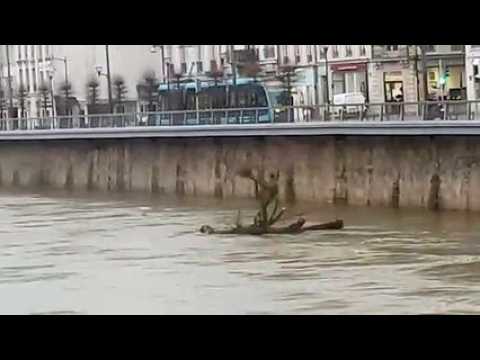 Besançon : le Doubs en crue