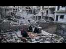 Displaced Syrians break Ramadan fast amid rubble of former home