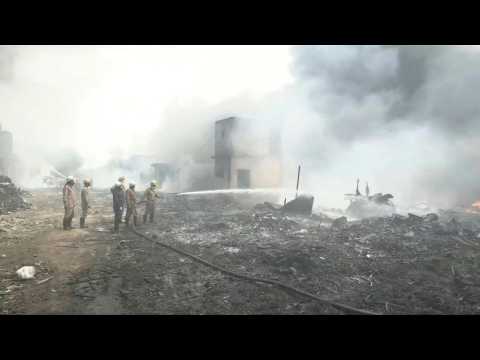 Firefighters tackle huge blaze at warehouse in Delhi