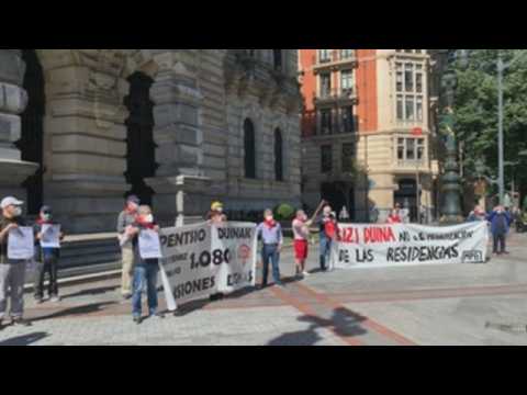 Pensioners protest in Bilbao, Spain